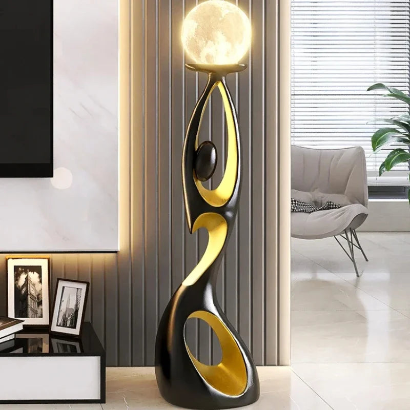 Artistieke Vloerlamp – Opvallende Vorm met Maangloed