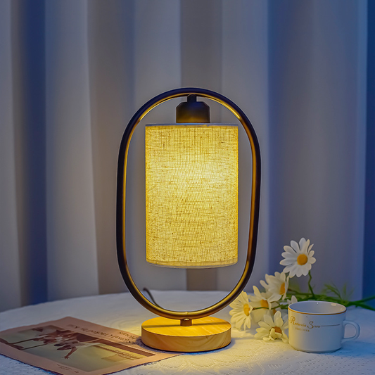 Vintage LED Tafellamp | Linnen Kap