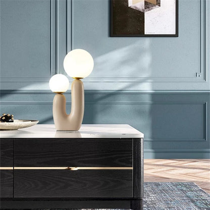 Moderne Tafellamp met Dubbele Bollen - Uniek Design en Zachte Gloed