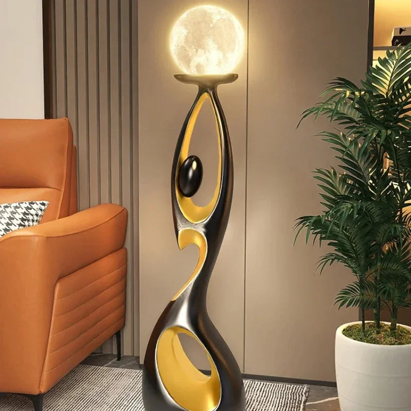 Artistieke Vloerlamp – Opvallende Vorm met Maangloed