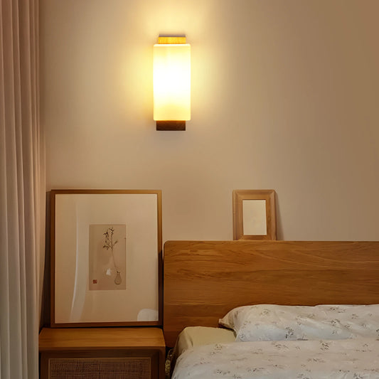 Wandlamp Rechthoek Glas en Hout