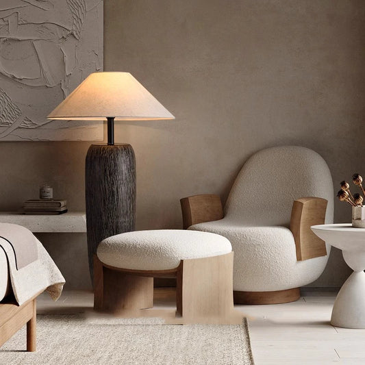 Luxe Vloerlamp Hout Textuur – Modern met Zachte Gloed